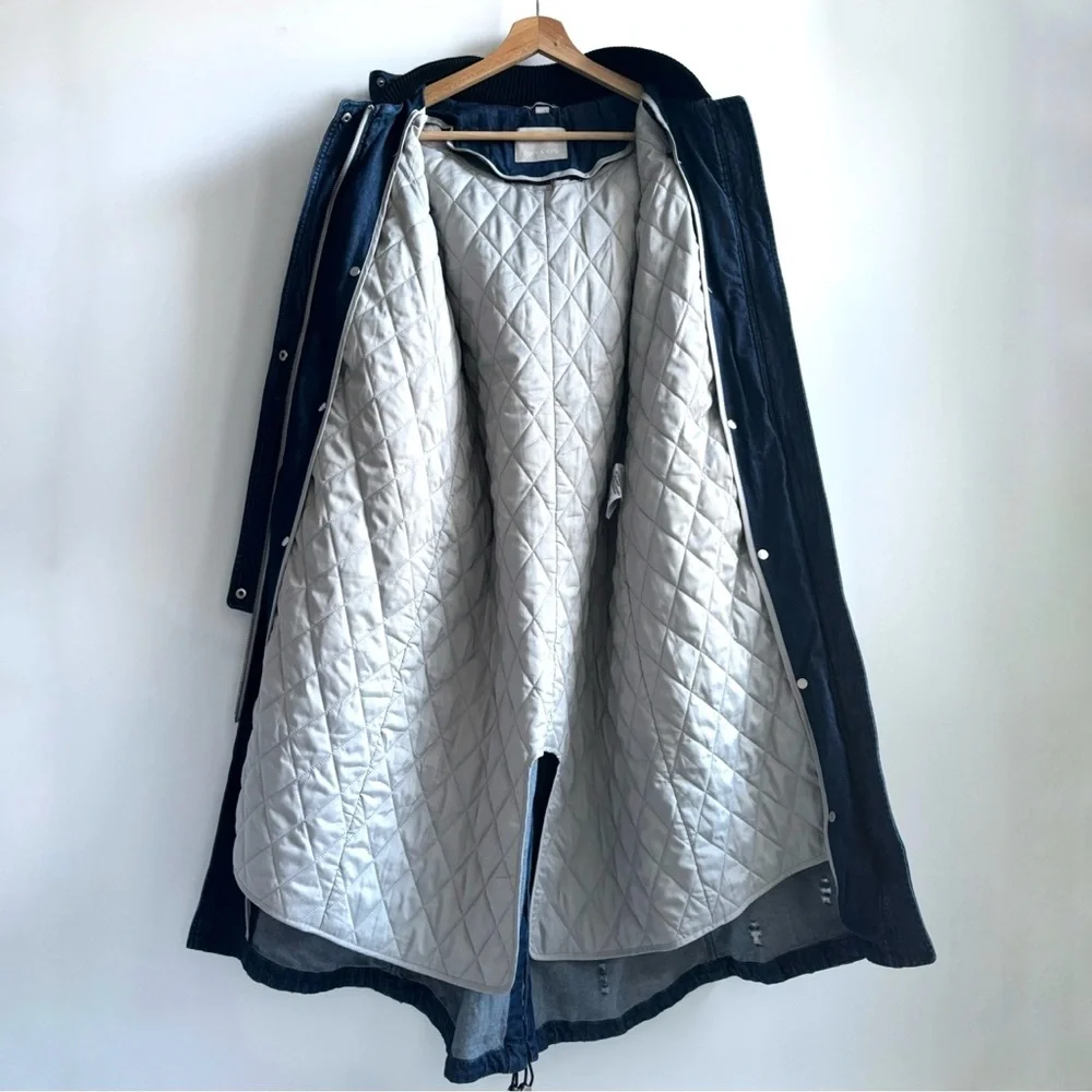 Soia & Kyo Reese Hooded Coat Jacket Blue Denim Coat Size XXS/2 Can Fits to Small - Picture 15 of 17